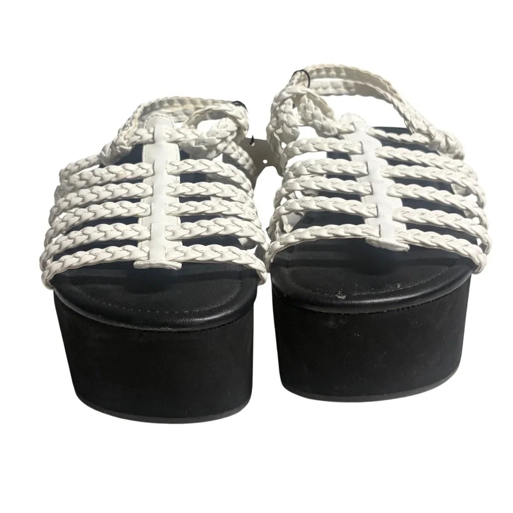 Urban Outfitters White Braided Strappy Flatform Platform Sandals Size 9 New Boho